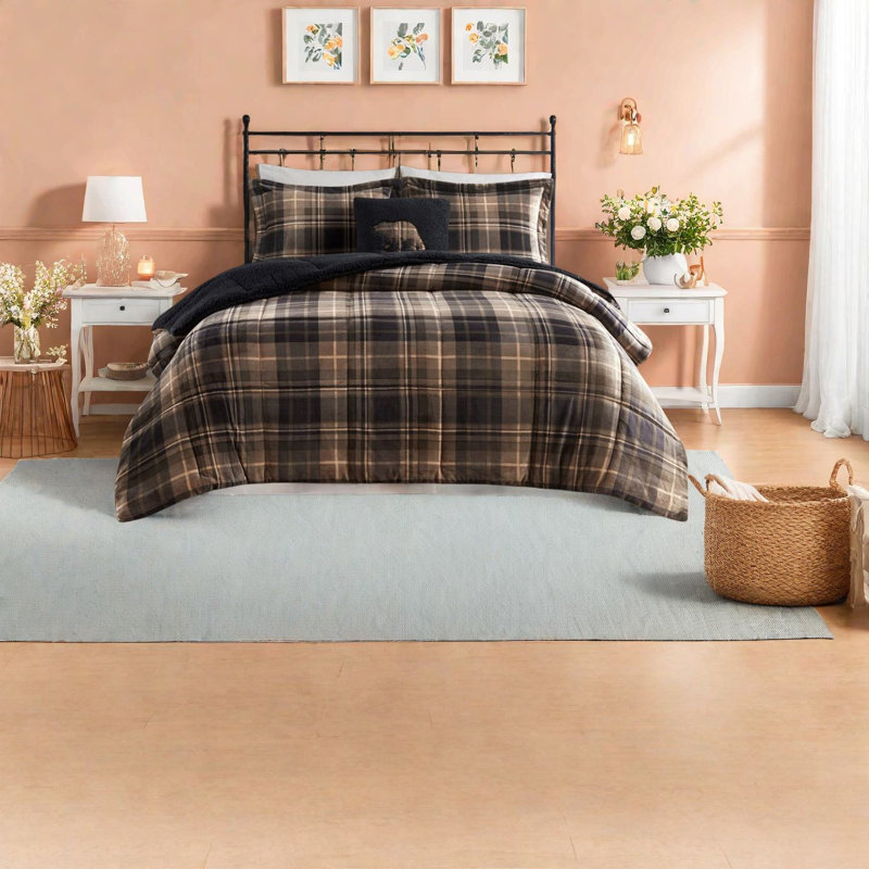 Ensembles de literie luxueux et moelleux, édredon en sherpa de polyester, style chalet rustique pour les chambres confortables