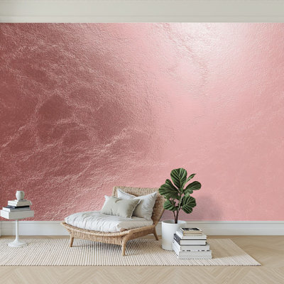 Peel and Stick Wallpaper 96" W x 69" H Modern Self Adhesive Wall Mural for Bedroom Metallic gold foil texture metal effect Beautiful glitter pink design