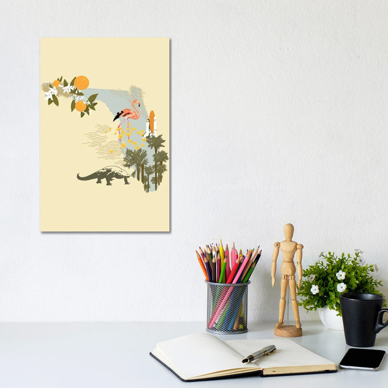Illustrated State-Florida by Jacob Green - Wrapped Canvas Print, 30.48cm H x 20.32cm W x 1.91cm D