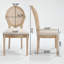 Ensemble de 2 chaises de salle à manger en tissu de style français avec cadre en bois massif et dossier en rotin, beige