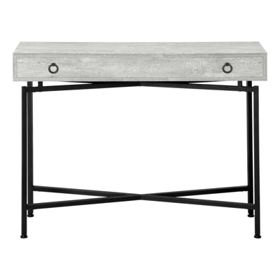 Narrow Console Table with Storage Drawer for Entryway, Living Room, and Bedroom, Contemporary Grey Reclaimed Wood-Look Finish.