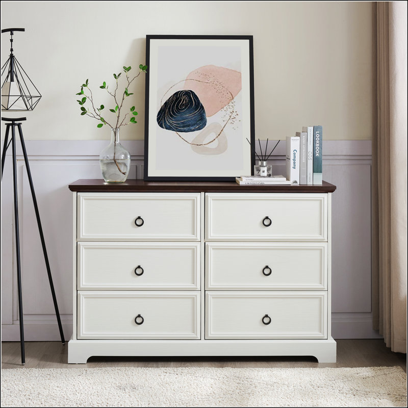 Commode 6 tiroirs Modern Farmhouse, Blanc