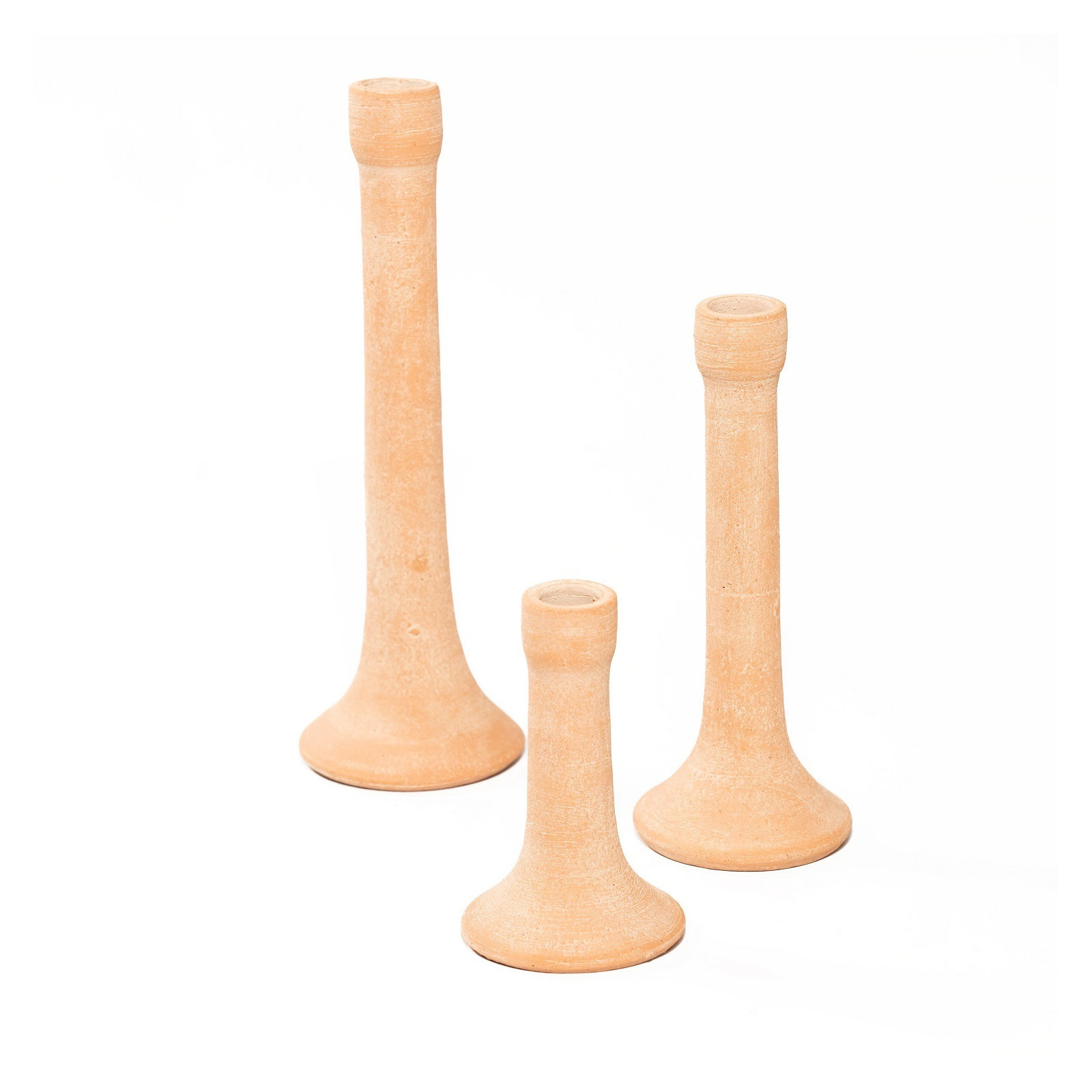Clay Tabletop Candlestick, 7.5" H x 3.75" W x 3.75" D