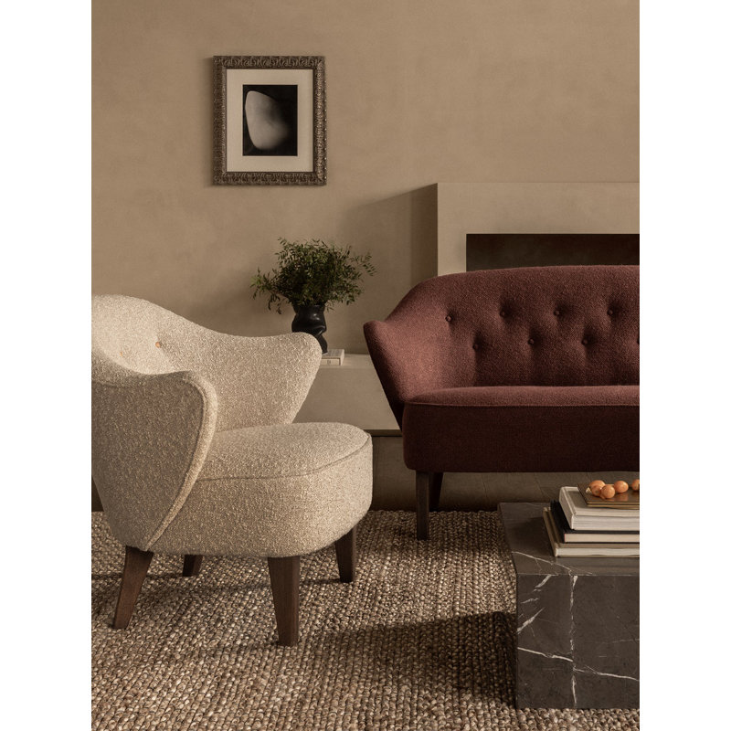 Brasilia Tufted Armchair, Dark Stained Oak, Sheepskin Honey