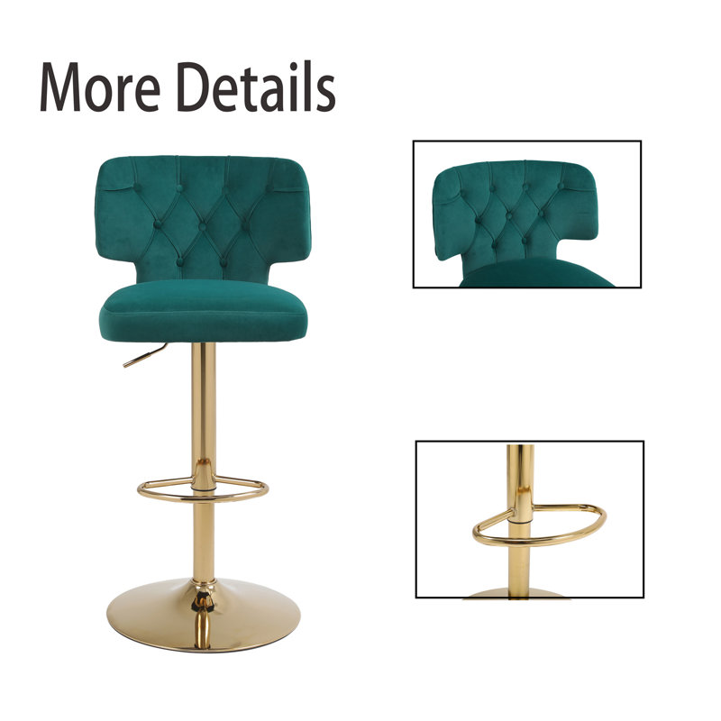 Tabouret à hauteur réglable Jeimmy, Émeraude