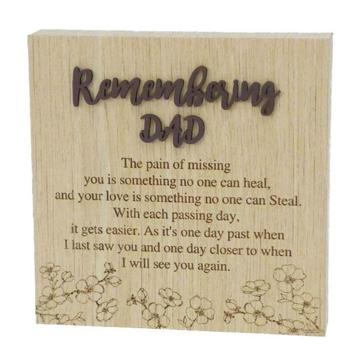 Trinx Wood Grain With Saying-Remembering Dad Block Sign - Wayfair Canada