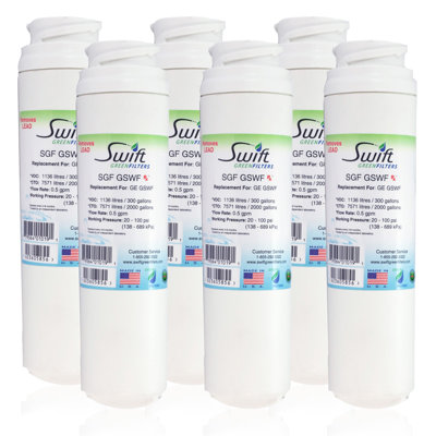 Filtre à eau Swift Green Filtres pour réfrigérateur GSF-GSWF Rx compatible avec GE GSWF Kenmore 46-9914, EFF-6023A, , paquet de 6