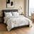 Reversible Grey Botanical Full Quilt Set, Elegant Leaf Pattern Bedspread Coverlet-132812631