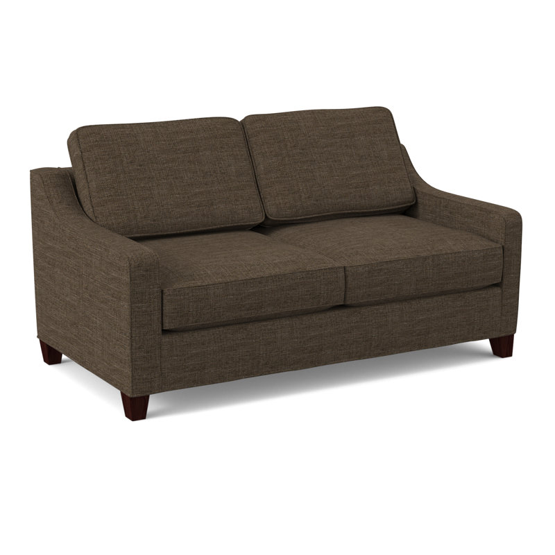 Clark 74" Square Arm Sofa with Reversible Cushions, Dorset Camel, Empire Mahogany