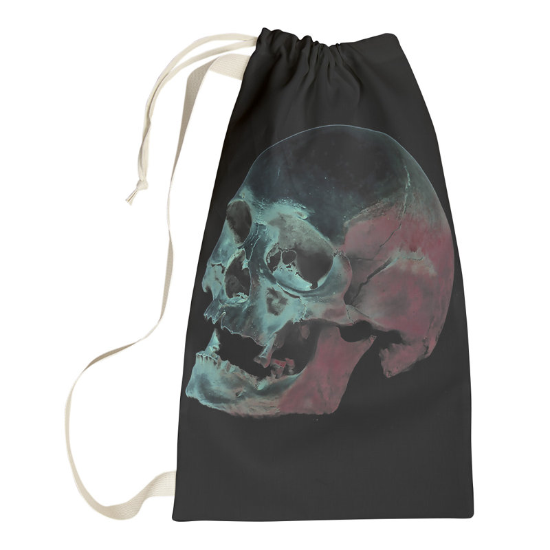 Sac à linge crâne, Petit (H 64 po x l 20 po x P 1,5 po), Rouge / Bleu