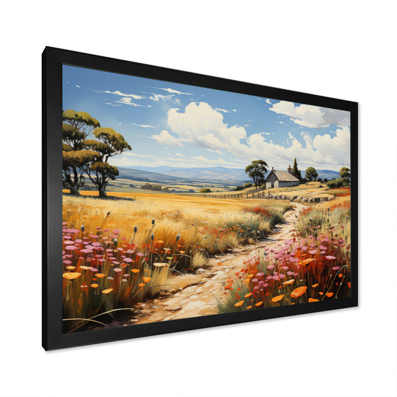 Farm Summer Fauvist Field IV, H 34 po x l 44 po x P 1,5 po, Cadre simple noir