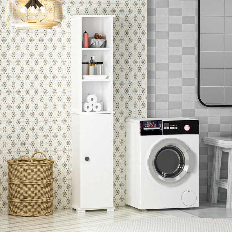 Armoire de salle de bain moderne, panneau de particules 100% mélaminé blanc, épaisseur: 0,7 pouce | Capacité de poids maximale: 88 lb, nombreuses tablettes, fixation murale, conception élégante pour un rangement supplémentaire