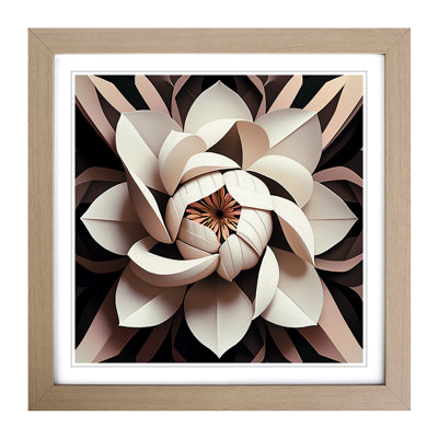 Magnolia Flower Geometric - Framed Print