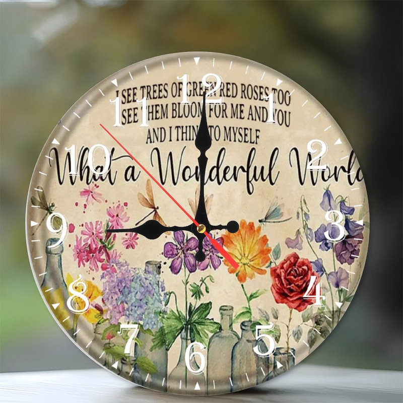 Horloge murale en bois 10 po, mouvement silencieux, à piles (piles AA non incluses), décor artistique, parfait pour les décorations