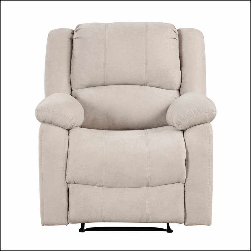 Chaise inclinable moderne avec revêtement en tissu texturé, accoudoirs à plateau-coussin et structure en bois massif pour un confort ultime