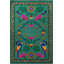 Tapis décoratif moderne vert à motif d'oiseaux et de fleurs-1378703232