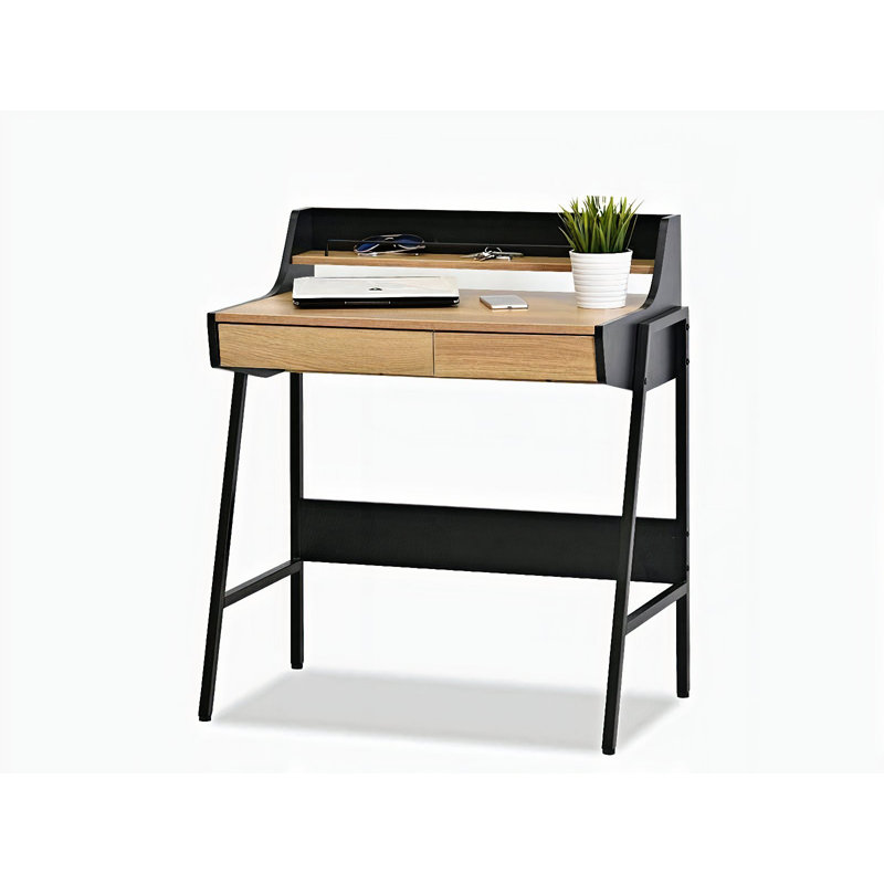Chula Metal Base Writing Desk, Black, Oak