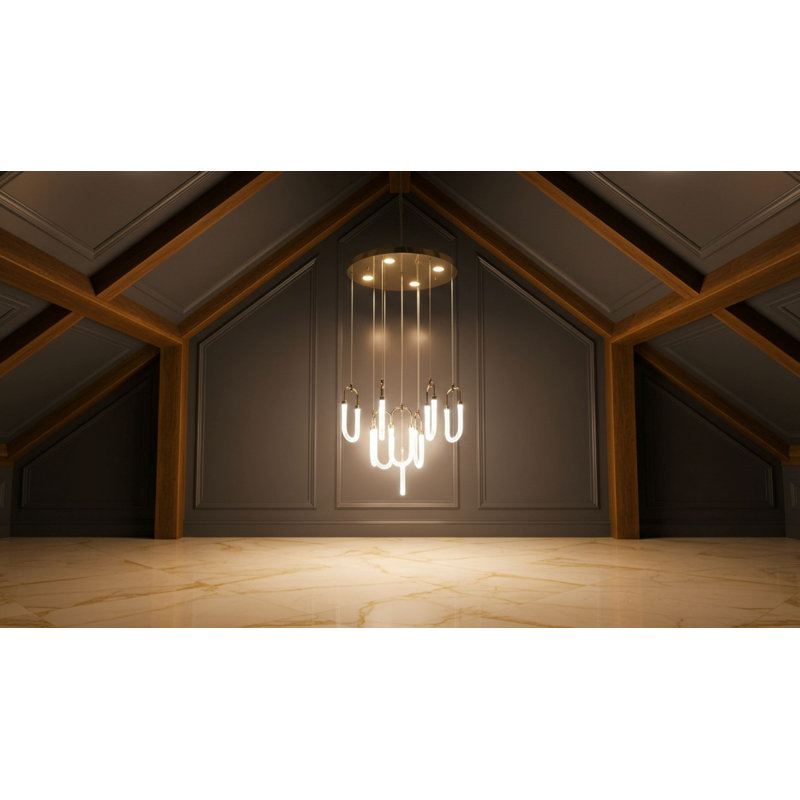 Luminaire suspendu cascade / cristal Luma, H 18 po x l 26 po x P 32 po