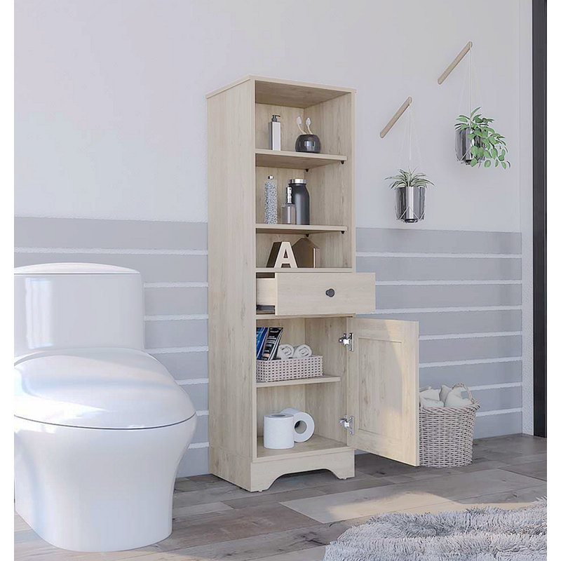 Armoire décorative moderne, un tiroir, une armoire - H 56,01 po x l 14,11 po x P 17,61 po, Gris