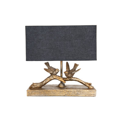 Aous Rustic Resin Bird Lamp with Rectangle Shade