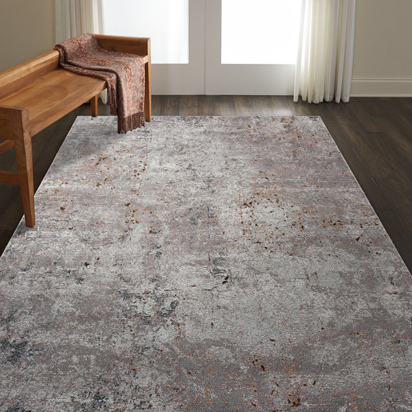 Modern Abstract Speckled Gray 5' x 7' Synthetic Area Rug
