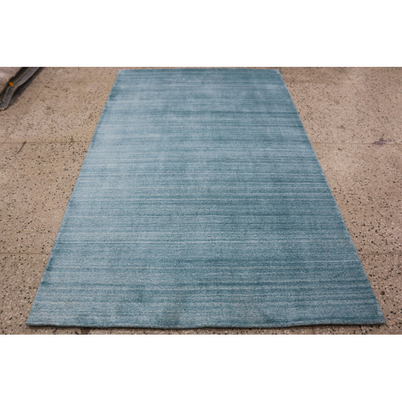 Tapis tissé à la main | Tapis en laine et bambou en soie moderne | Tapis d'intérieur bleu 9 mm
