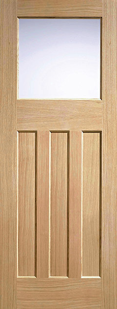 DX 60s Style Glazed Unfinished Oak Internal Door, 198.1cm H x 68.6cm W x 3.5cm D