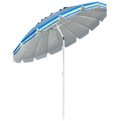 Thurston 243 cm W X 243 cm D Round Tilt Beach Parasol with Manual Lift