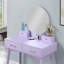 Ensemble coiffeuse contemporaine avec miroir rond et 2 tiroirs de rangement-502744122