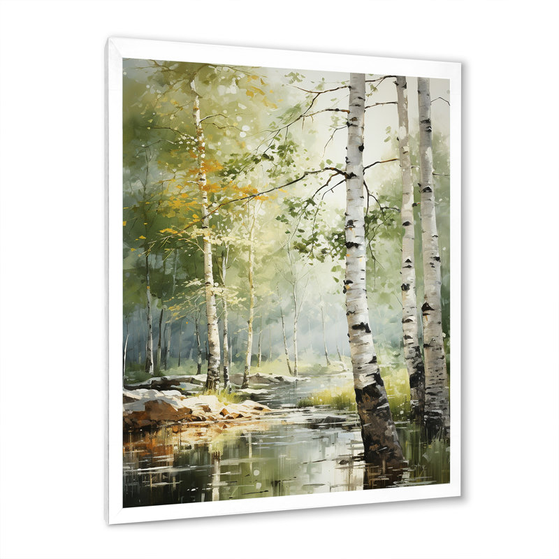 «Tranquil Shadows Green Forest III», reproduction sur toile, H 40 po x l 30 po x P 1,5 po, Cadre simple blanc