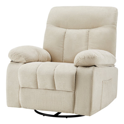 Swivel Upholstered Recliner with Massage and Heat