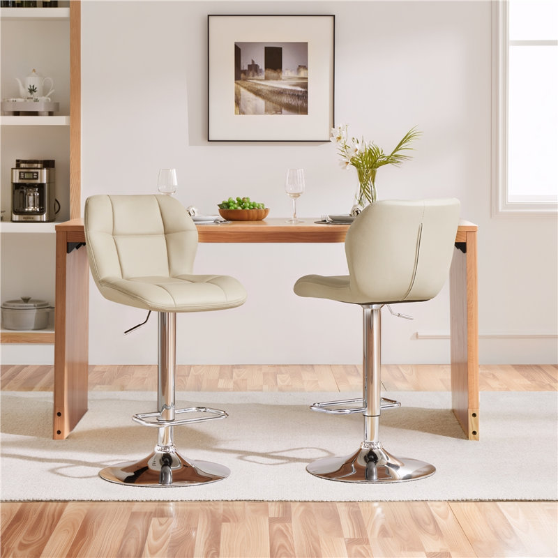 color Height Adjustable Swivel Bar Stools, Khaki
