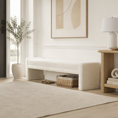 Banc rembourré 66,9 po moderne avec accoudoirs surdimensionnés pour lit d'entrée