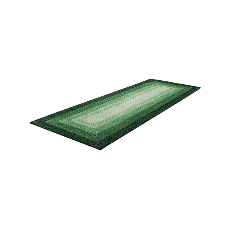  Ombre Hand Braided Wool Rug, Runner 2'7" x 8', Green