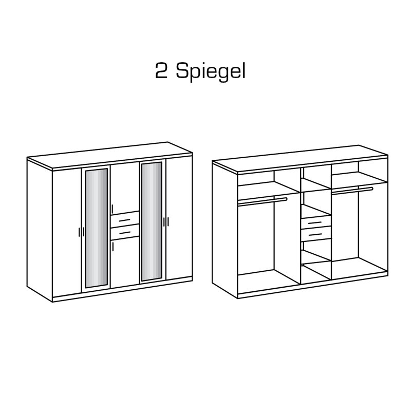 Quinata 6 Door Manufactured Wood Wardrobe, Oak/White