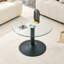 Table basse ronde en verre trempé de 27,5 pouces avec base en métal noir, table basse moderne et luxueuse pour le salon