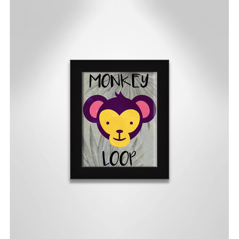 «Monkey Loop», impression sur papier, H 10 po x l 8 po x P 0,6 po, Encadré plat noir