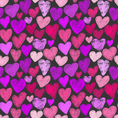 Seamless Pattern With Simple Pink And Purple Hearts by Punnarong - Wrapped Canvas Print
