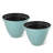 19.5"D Set Of 2 Round Turquoise Faux Ceramic Pot Plastic Planter-378572063-378572062