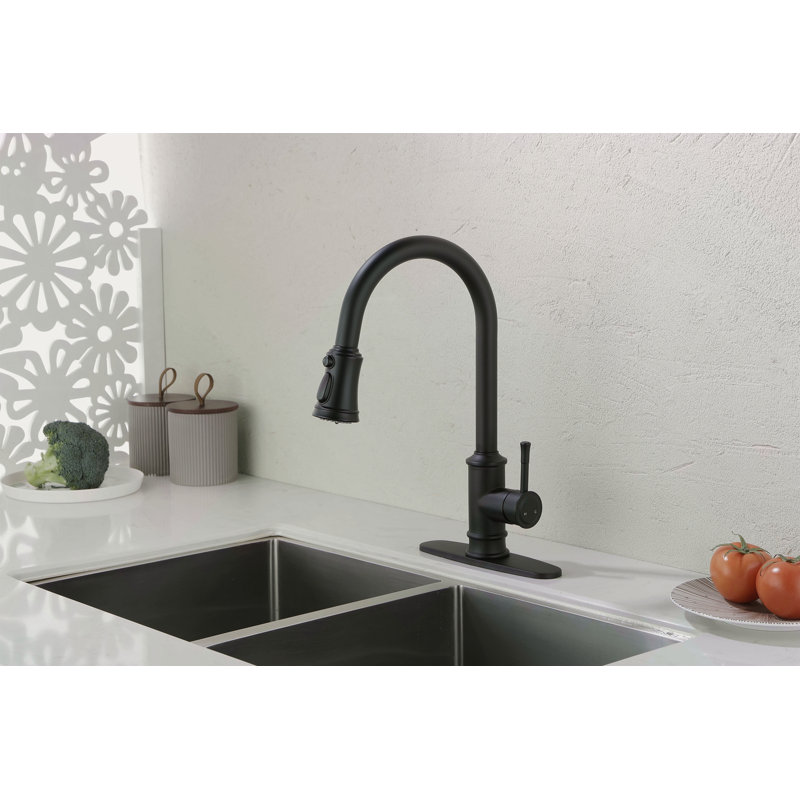 Robinet de cuisine avec douchette extractible, Noir mat