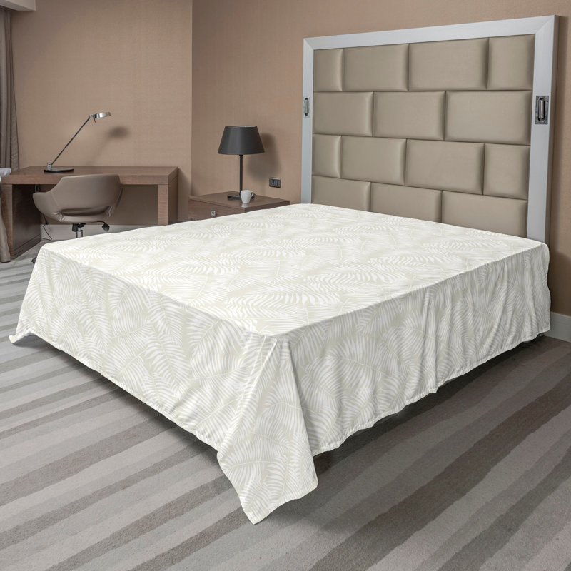 King Black and White Botanical Print Polyester Flat Sheet