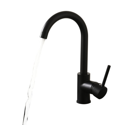 Robinet de cuisine noir à poignée simple, mélangeur d'évier commercial en acier inoxydable avec robinet à structure matte, robinet de cuisine de qualité supérieure