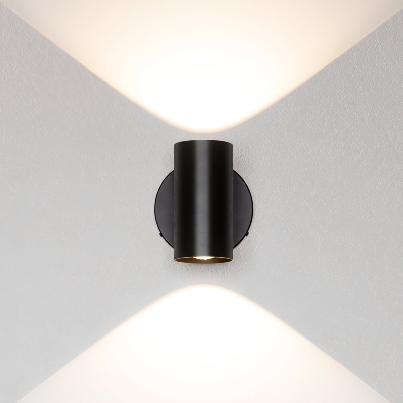 Cylindrical LED Wall Light with Double-Sided Illumination, Black