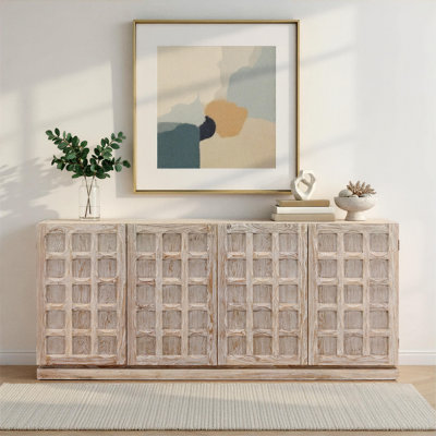 Harrison 86" Elm Wood Sideboard, Whitewash