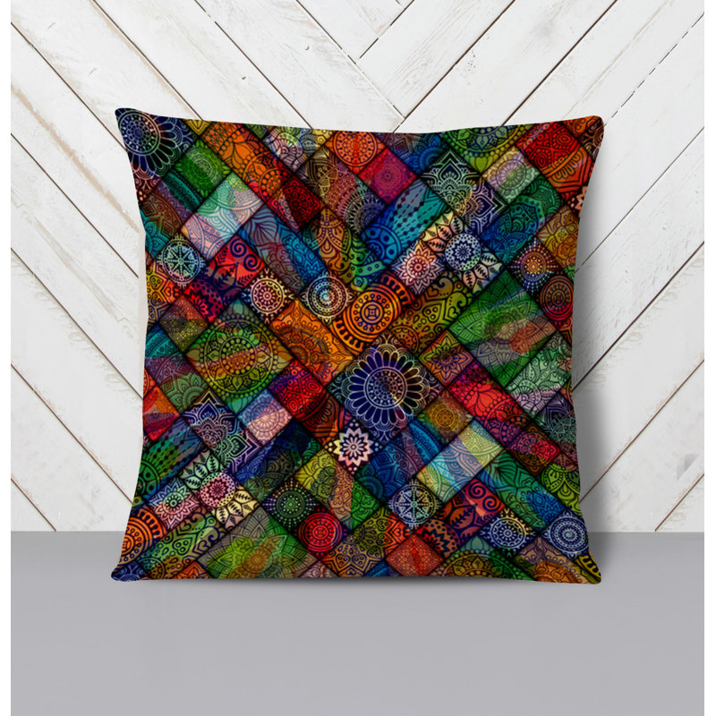 Throw Pillow With Insert, Multi Abstract 19, 16"H x 16"W