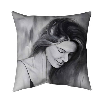 Smiling Woman Portrait Gray Beauty Poly Twill Throw - Home Decor