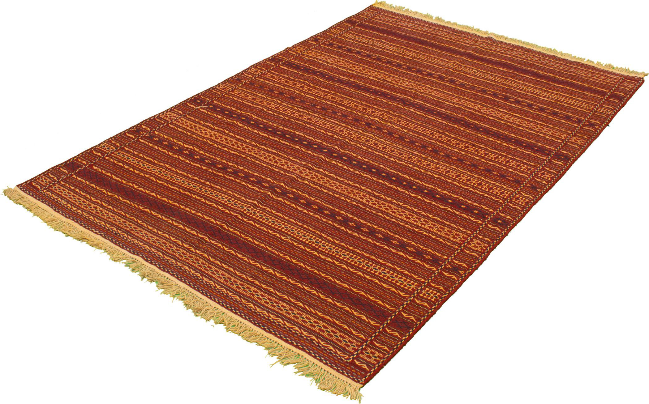 Red Yellow Rugs Foundry Select Handmade Kilim Wool Dark Red/Yellow Rug | Wayfair