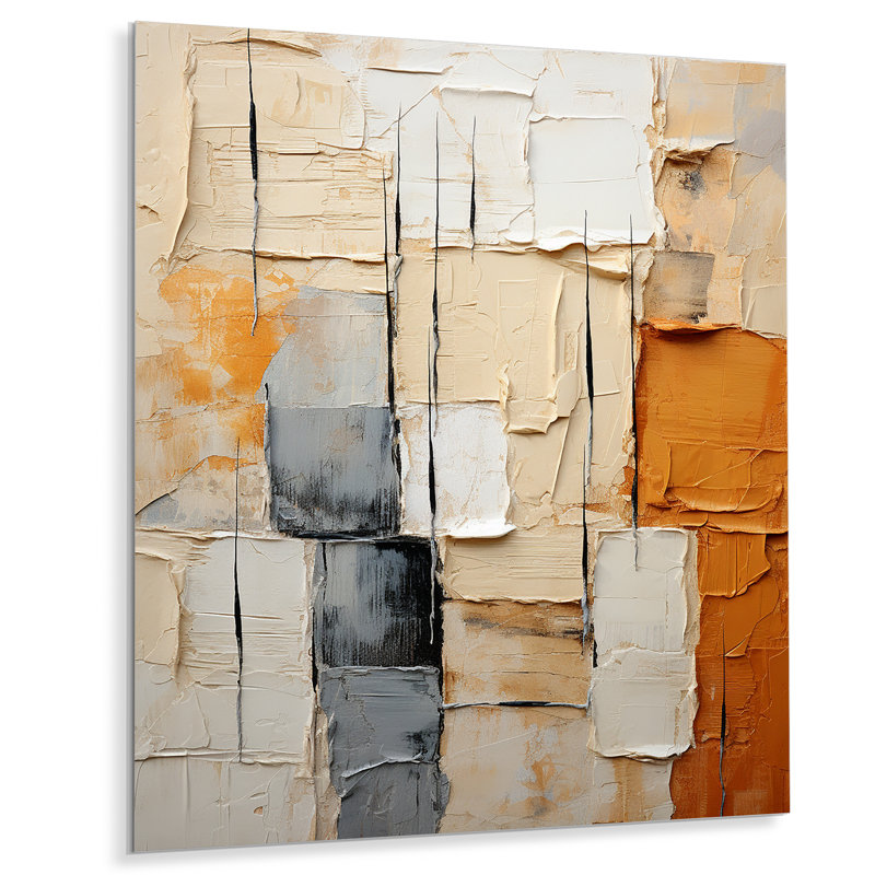 Abstraction II - abstrait, collage, art mural en métal, H 20 po x l 12 po x P 1 po