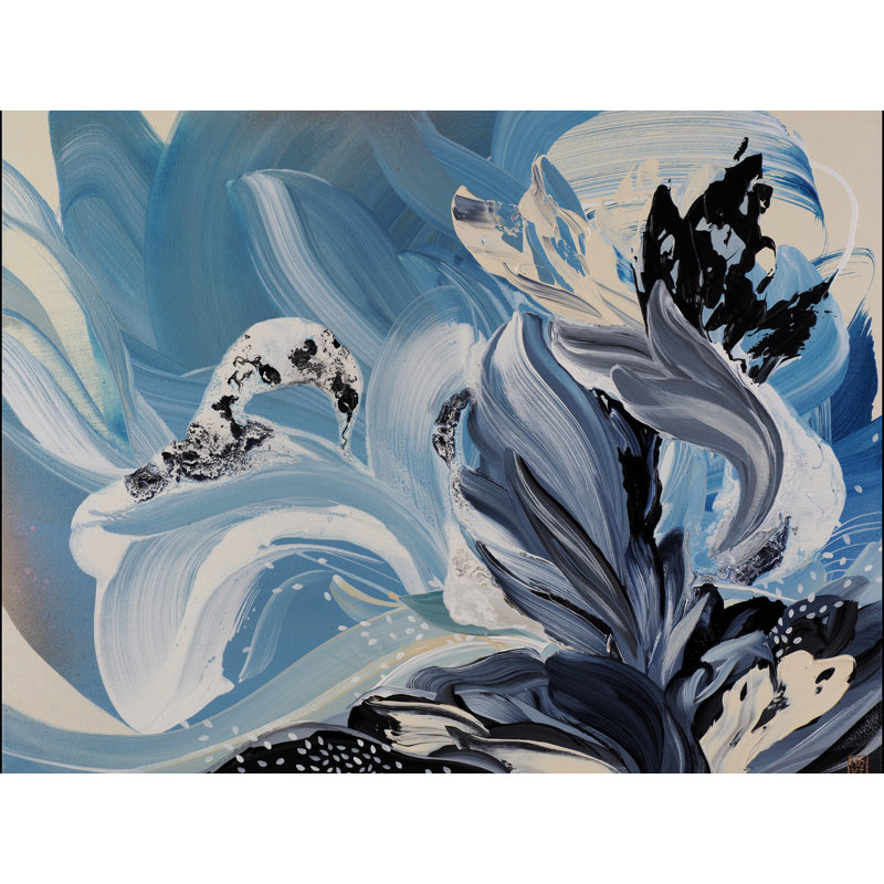 Silvering Lumi par Novi Lim - Peinture, Toile avec cadre noir, H 25 po x l 33 po