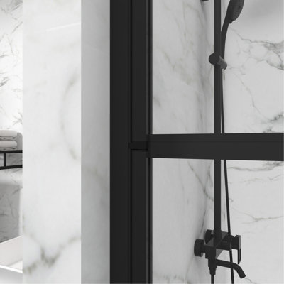 Bathtub Screen Panel Shower Door 180° Pivot, Black